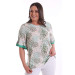 Plus Size Colorful Leopard Patterned Green Blouse