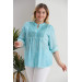 Plus Size Lace Batik Turquoise Shirt With Robe