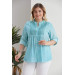 Plus Size Lace Batik Turquoise Shirt With Robe