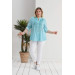 Plus Size Lace Batik Turquoise Shirt With Robe