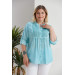 Plus Size Lace Batik Turquoise Shirt With Robe