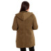 Plus Size Suede Fur Lined Khaki Coat