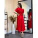 Crepe Fabric Midi Dress Red