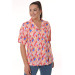 Circle Patterned Short Sleeve Coral Shirt