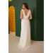 Ecru Chiffon Shoulder Stone Long Wedding Dress
