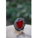 Handmade Red Crystal Adjustable Ring