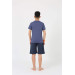 Boy's Short Sleeve Navy Blue Combed Cotton Shorts Pajama Set