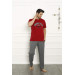 Men's Red Combed Cotton Pajama Set
