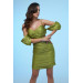 Pistachio Green Strappy Pleated Short Satin Evening Dress