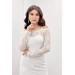 Full Guipure Lace Boat Neck Pencil Dress White