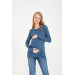 Sky Blue Maternity Blouse With Breastfeeding Features