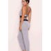 Gray Lace Embroidered Tracksuit Pajama Bottom Top Set