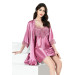 Dried Rose Short Double Satin Dressing Gown Nightgown Set