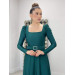 Imported Crepe Satin Fabric Square Collar Kilos Dress