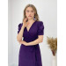 Imported Lurex Fabric Belt Detailed Midi Dress Purple