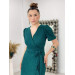 Imported Lurex Fabric Belt Detailed Midi Dress Green