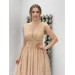 Imported Tulle With Star Detail V Neck Midi Dress Gold
