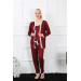 Women's 3-Piece Burgundy Pajama Set