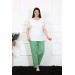 Women's Short-Sleeved Pajama Set, Large Size, White