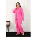 Women's Fuchsia Plus Size Pajama Set With Buttons
