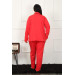Women's Red Plus Size Pajama Set With Buttons