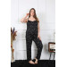 Women's Black Summer Pajamas, Large Size