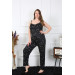 Women's Black Summer Pajamas, Large Size