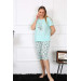 Women's Large Size Viscon Water Green Capri Pajama Set