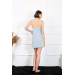 Women Blue Combed Cotton Nightgown With Rope Strap