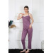 Women's Plaid Pajama Set With Thin Ties, Burgundy
