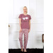 Women's Burgundy Short-Sleeved Pajama Set