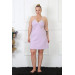 Women Lilac Cotton Rope Strap Plus Size Nightgown