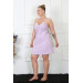 Women Lilac Cotton Rope Strap Plus Size Nightgown