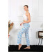 Women's Blue Cotton Pajama Pants