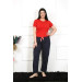 Women's Pajama Pants, Large Size, Navy Blue Cotton