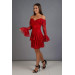 Red Lace Long Sleeve Short Evening Dress