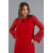 Red Sleeves Tassel Sequined Plus Size Evening Dress