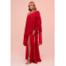 Red One Sleeve Slit Plus Size Chiffon Evening Dress