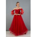 Red Tulle Low Sleeve Engagement Evening Dress