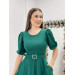 فستان نسائي قماش كريب مزين أخضر زمردي