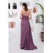 Lavender Satin One Shoulder Long Evening Dress