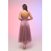 Lavender Tie Back Glitter Tulle Midi Engagement Dress