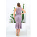 Lilac Lace Flounce Short Evening Dress