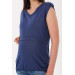 Blue Breastfeeding Maternity T Shirt With Shoulder Detail