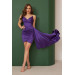 Purple Satin Strapless Short Party Dress