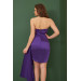 Purple Satin Strapless Short Party Dress