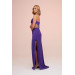 Purple Satin Strapless Long Evening Dress With Side Slit