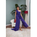 Purple Chiffon One Shoulder Slit Long Evening Dress