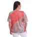 Dot Patterned Flounce Sleeve Coral Blouse