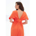 فستان نسائي للسهرة طويل بخصر مزين برتقالي